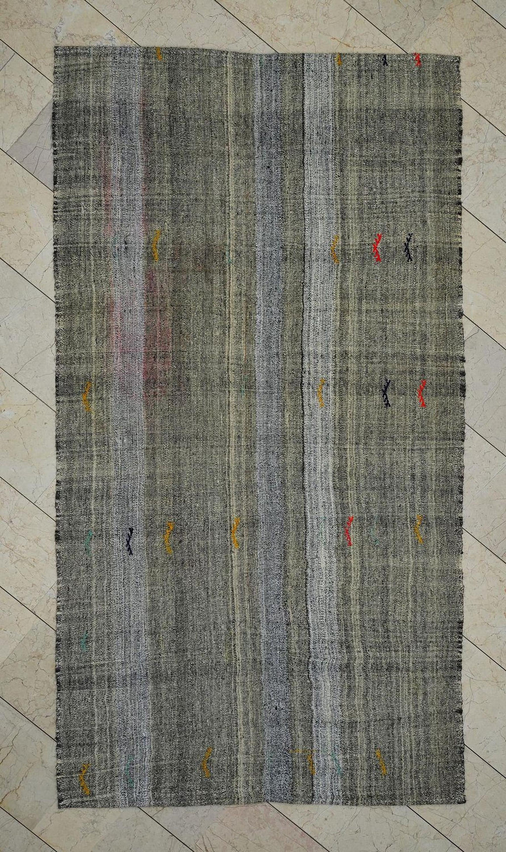 Neutral Colors Scandinavian Style Turkish Kilim Rug: 5x9 Feet,Flat Weave Stripe Rugs