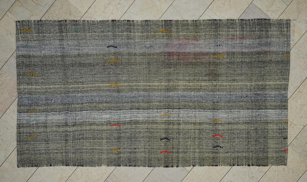 Neutral Colors Scandinavian Style Turkish Kilim Rug: 5x9 Feet,Flat Weave Stripe Rugs