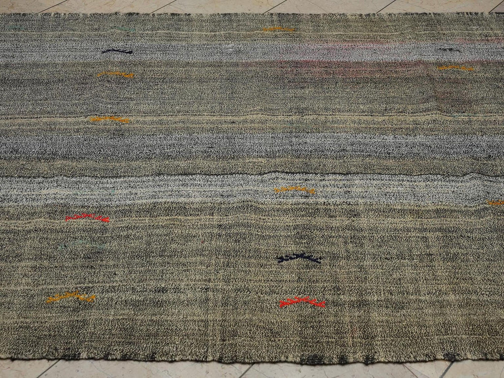 Neutral Colors Scandinavian Style Turkish Kilim Rug: 5x9 Feet,Flat Weave Stripe Rugs