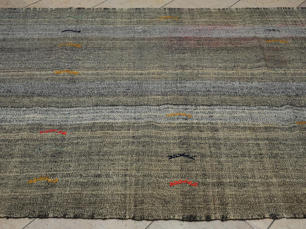 Neutral Colors Scandinavian Style Turkish Kilim Rug: 5x9 Feet,Flat Weave Stripe Rugs