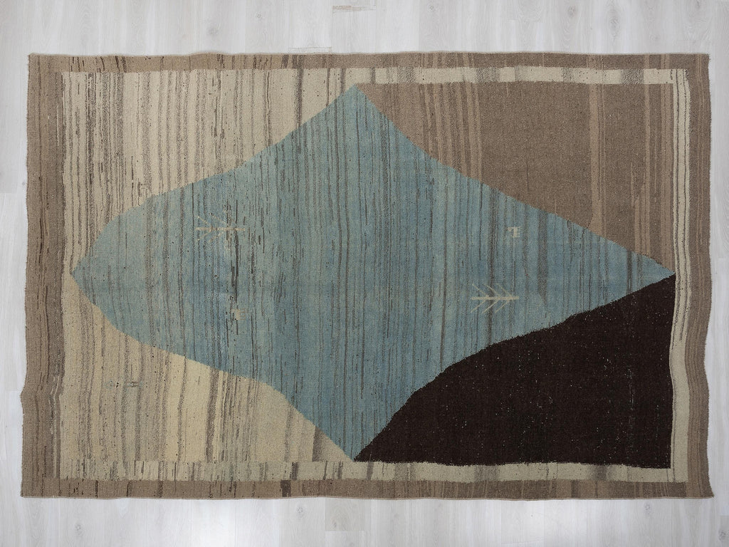 Rare Pattern Turkish Wool Carpet Rug: 6.8x9.7 Feet,Home Living Art Decor Handmade Rugs.