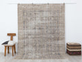Beige Turkish Oushak Rug 7x9, Neutral Wool Area Rugs, Handmade Gray Anatolian Carpet