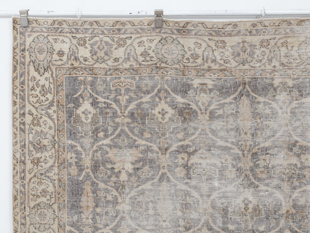 Beige Turkish Oushak Rug 7x9, Neutral Wool Area Rugs, Handmade Gray Anatolian Carpet