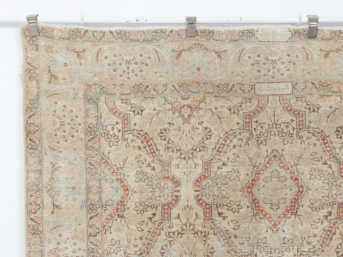 Vintage Turkish Wool Rug, 5.9x9.4 Feet, Terra-cotta Beige Colors,Home Living Decor Rugs.