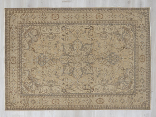 6x8 Oushak Rug, Beige Farmhouse Turkish Rugs, Neutral Vintage Wool Handmade,Luxury Home Decor.