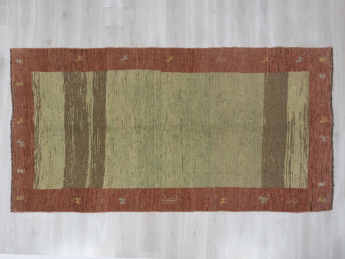 5x9 Minimalist Turkish Rug, Olive Green Wool Area,Handmade Anatolian Organic Modern Farmhouse Rugs