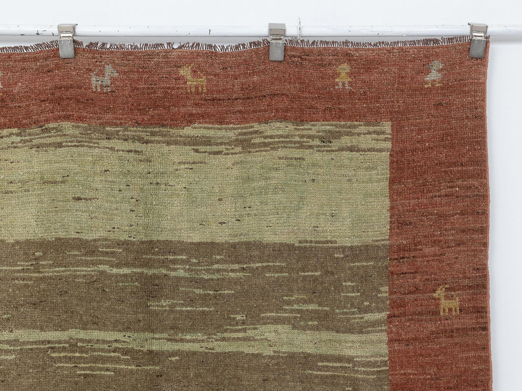5x9 Minimalist Turkish Rug, Olive Green Wool Area,Handmade Anatolian Organic Modern Farmhouse Rugs