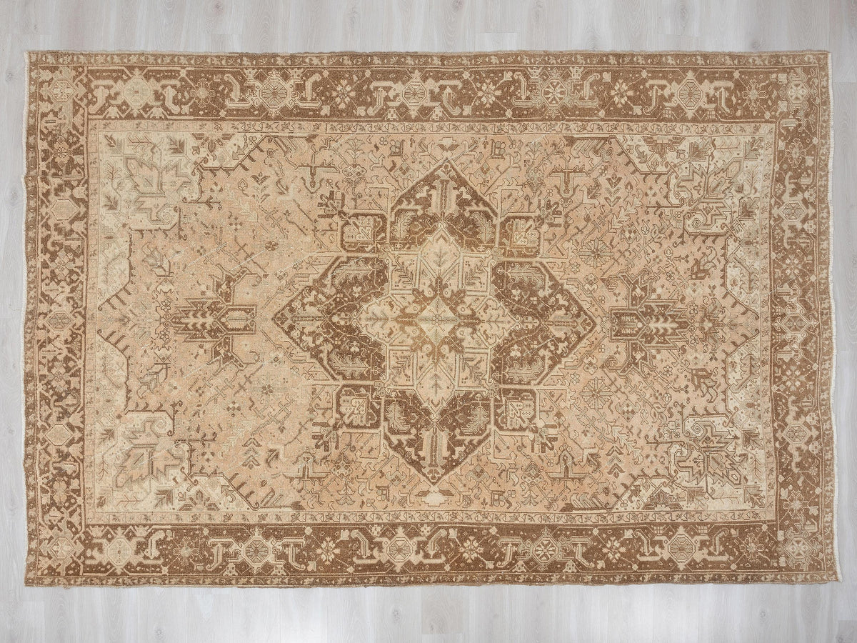 8x11 Anatolian Rug, Beige Turkish Rugs, Neutral Vintage Wool Handmade Carpet,Luxury Farmhouse Decor.
