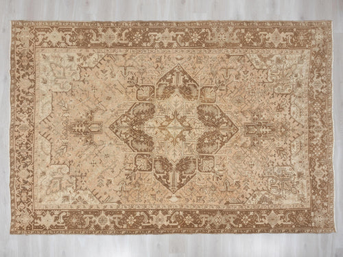 8x11 Anatolian Rug, Beige Turkish Rugs, Neutral Vintage Wool Handmade Carpet,Luxury Farmhouse Decor.