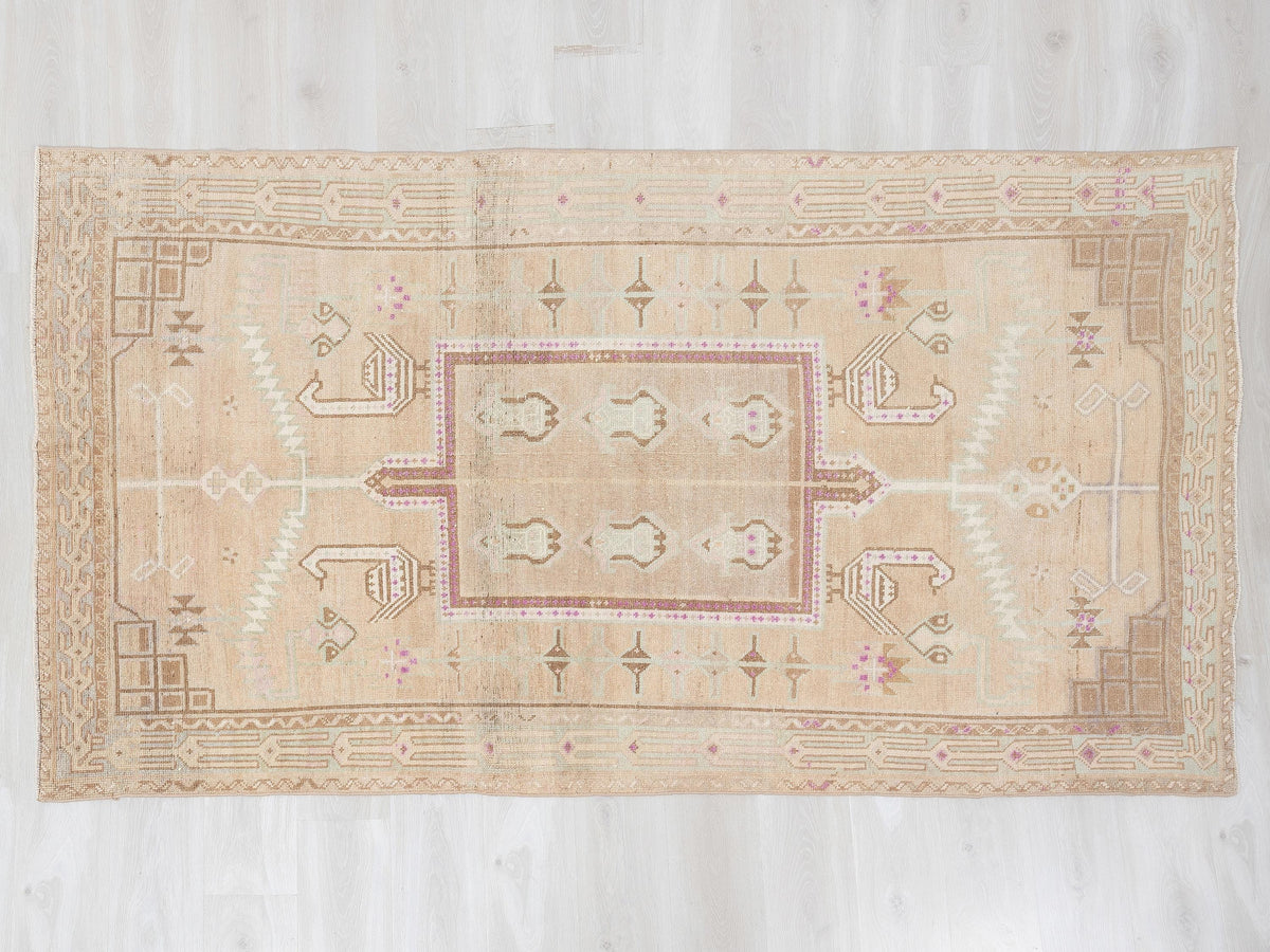 Vintage Turkish Oushak Wool Rug, 5x8 Feet,Seasonal Farmhouse Living Decor Rugs.