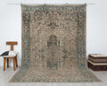 7x11 Anatolian Rug, Blue Turkish Neutral Vintage Wool Area Rugs, Handmade Modern Farmhouse Carpet.