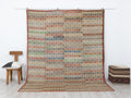 Checked Design Wool Turkish Kilim Rug, 7,5x9,6 Feet,Seasonal Home Living Decor Rugs.