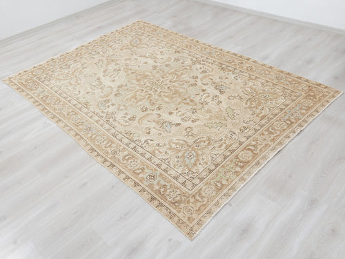 6x9 Vintage Oushak Rug, Neutral Turkish Wool Carpet,Beige Area Farmhouse Home Decor Rugs