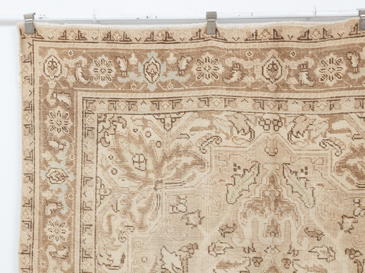 6x9 Vintage Oushak Rug, Neutral Turkish Wool Carpet,Beige Area Farmhouse Home Decor Rugs