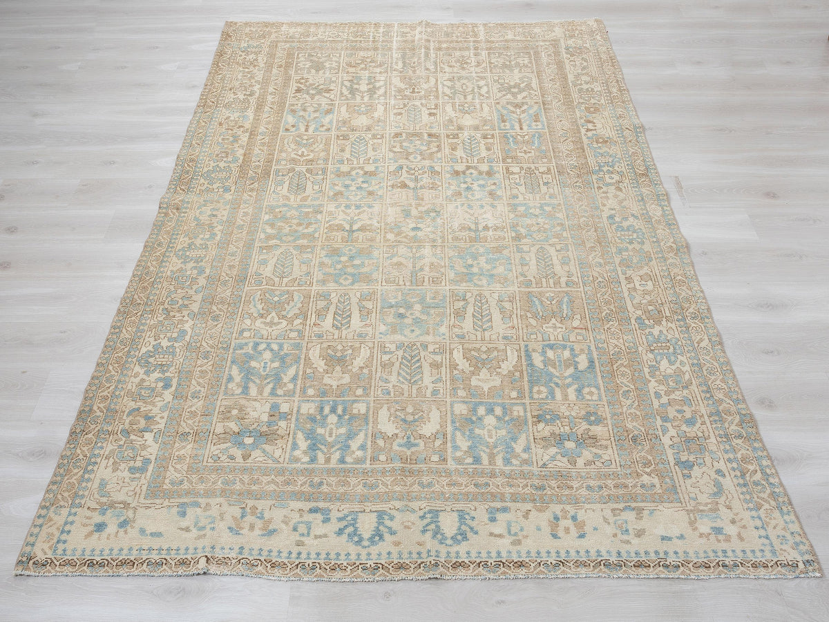 6x10 Vintage Oushak Rug, Neutral Turkish Wool Carpet, Floral Area Farmhouse Home Decor Rugs.