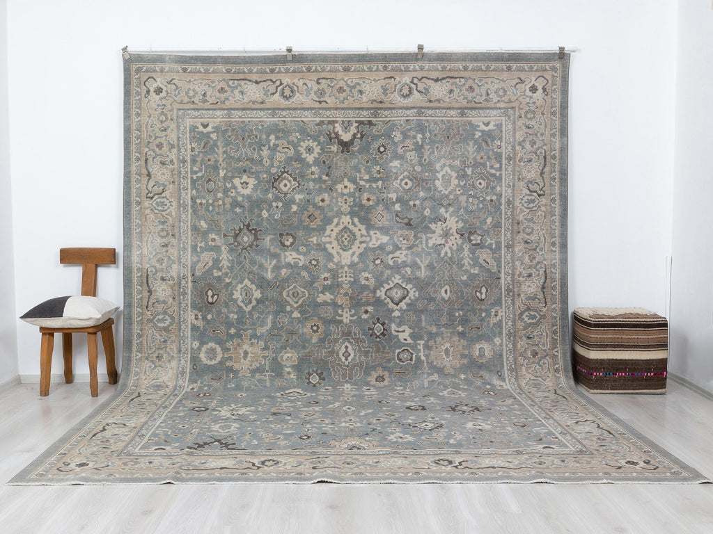 10x13 Oversize Oushak Wool Rug,Gray Turkish Rugs Home Living Decor.