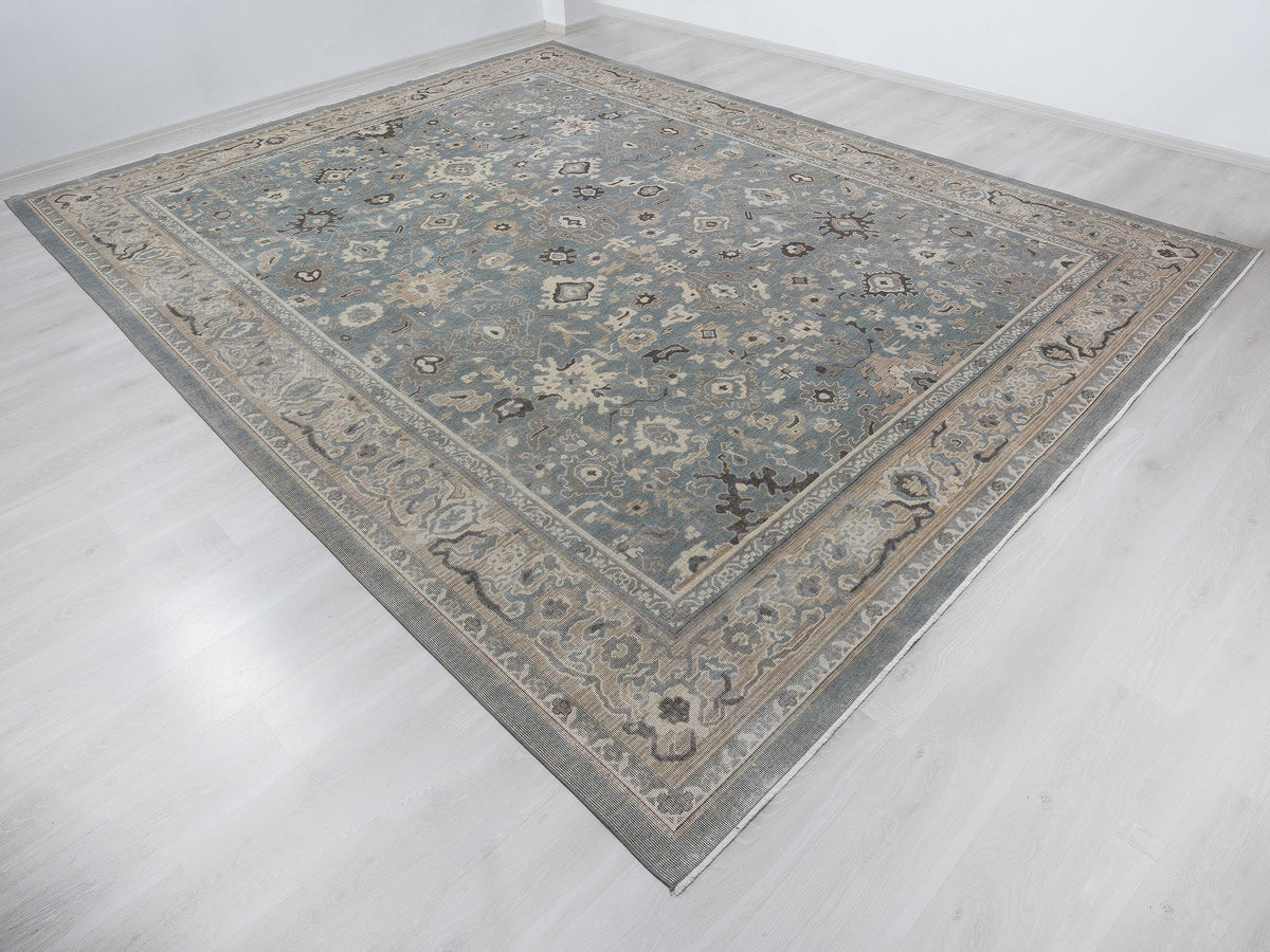 10x13 Oversize Oushak Wool Rug,Gray Turkish Rugs Home Living Decor.