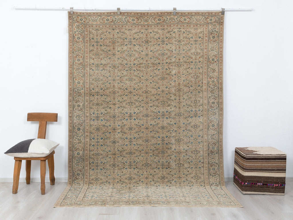 Handmade Wool Rug, 6.4x9.3 Feet,Geometric Turkish Large Area Rugs,Seasonal Home Living Decor.