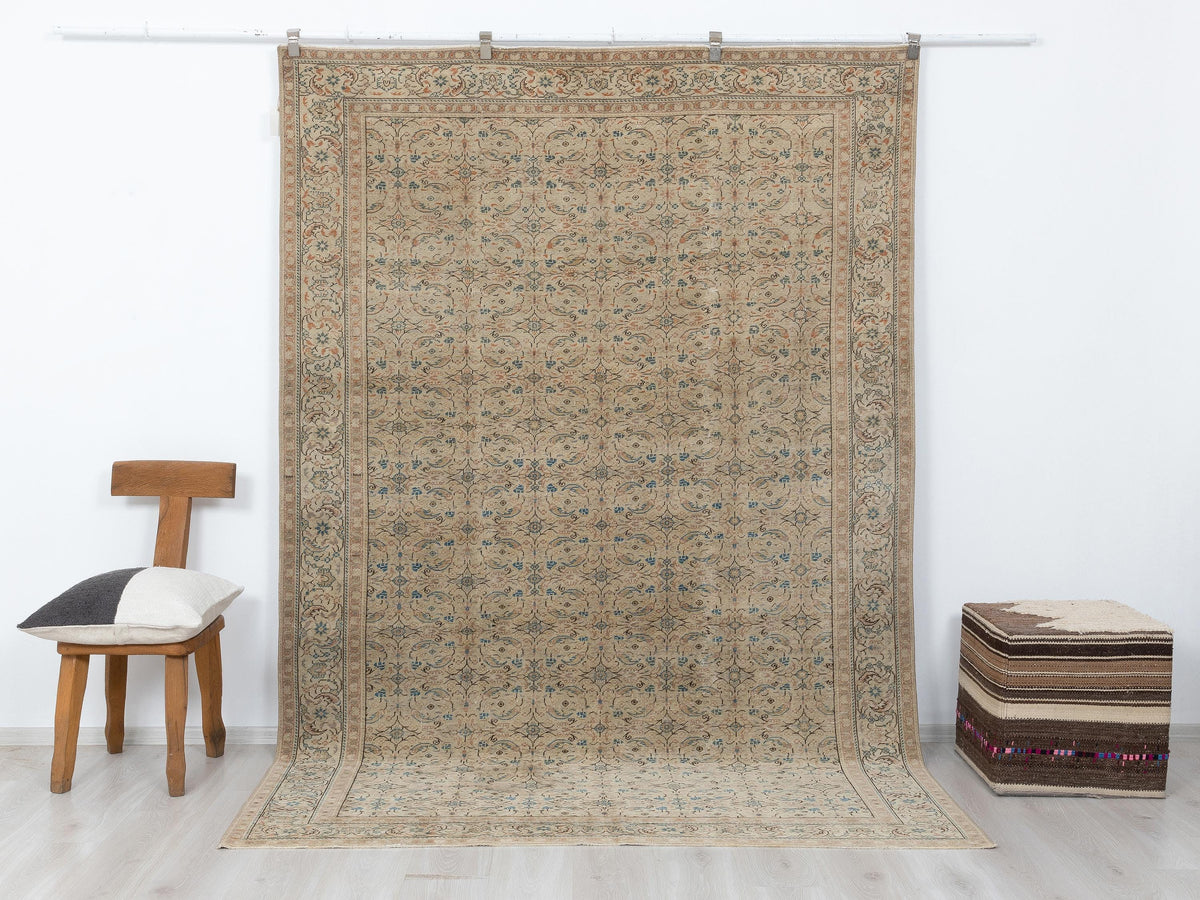 Handmade Wool Rug, 6.4x9.3 Feet,Geometric Turkish Large Area Rugs,Seasonal Home Living Decor.
