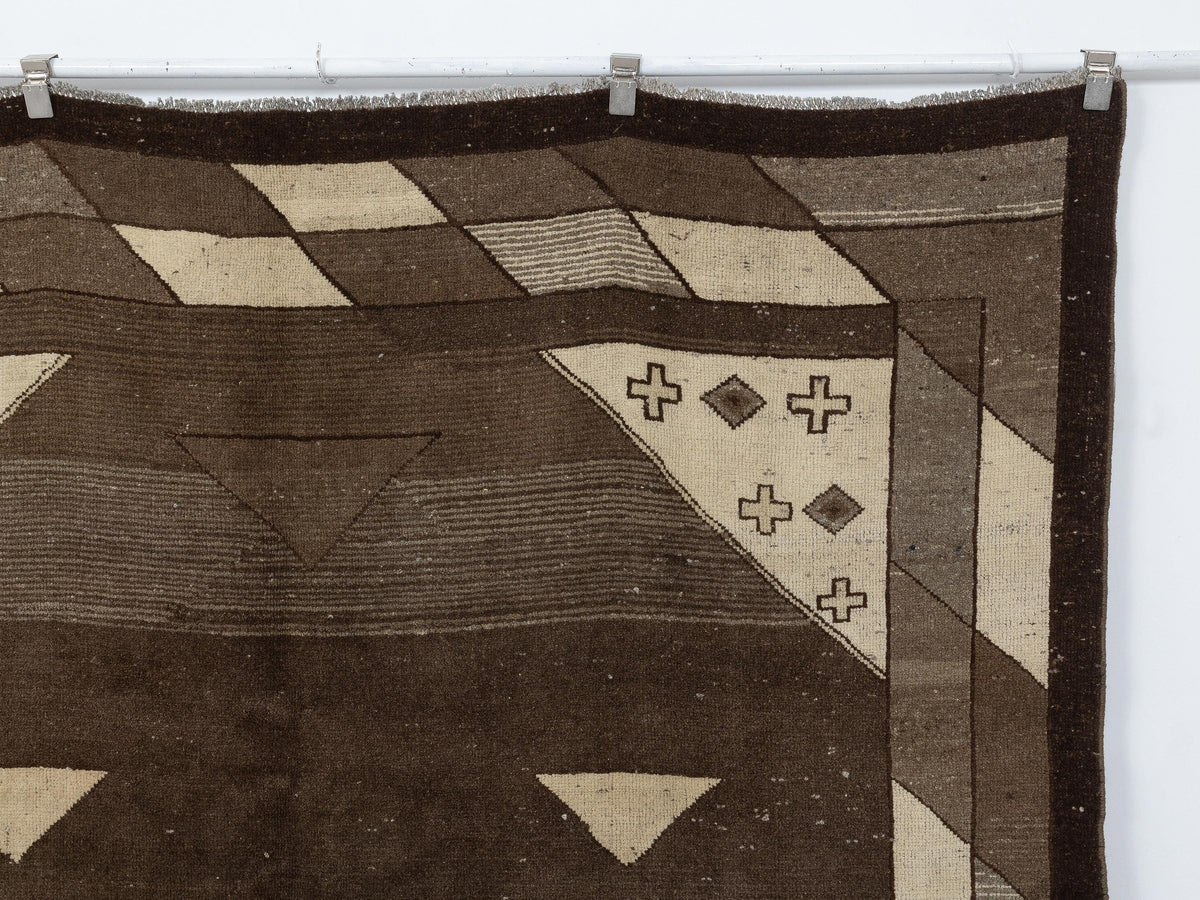 Vintage Moroccan Rug 7x10 Brown Tribal Handmade Wool Area Neutral Berber Minimalist Decor Rugs