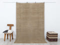 6x9 Turkish Vintage Rug: Light Brown Mid Century Modern,Handmade Wool Rugs.