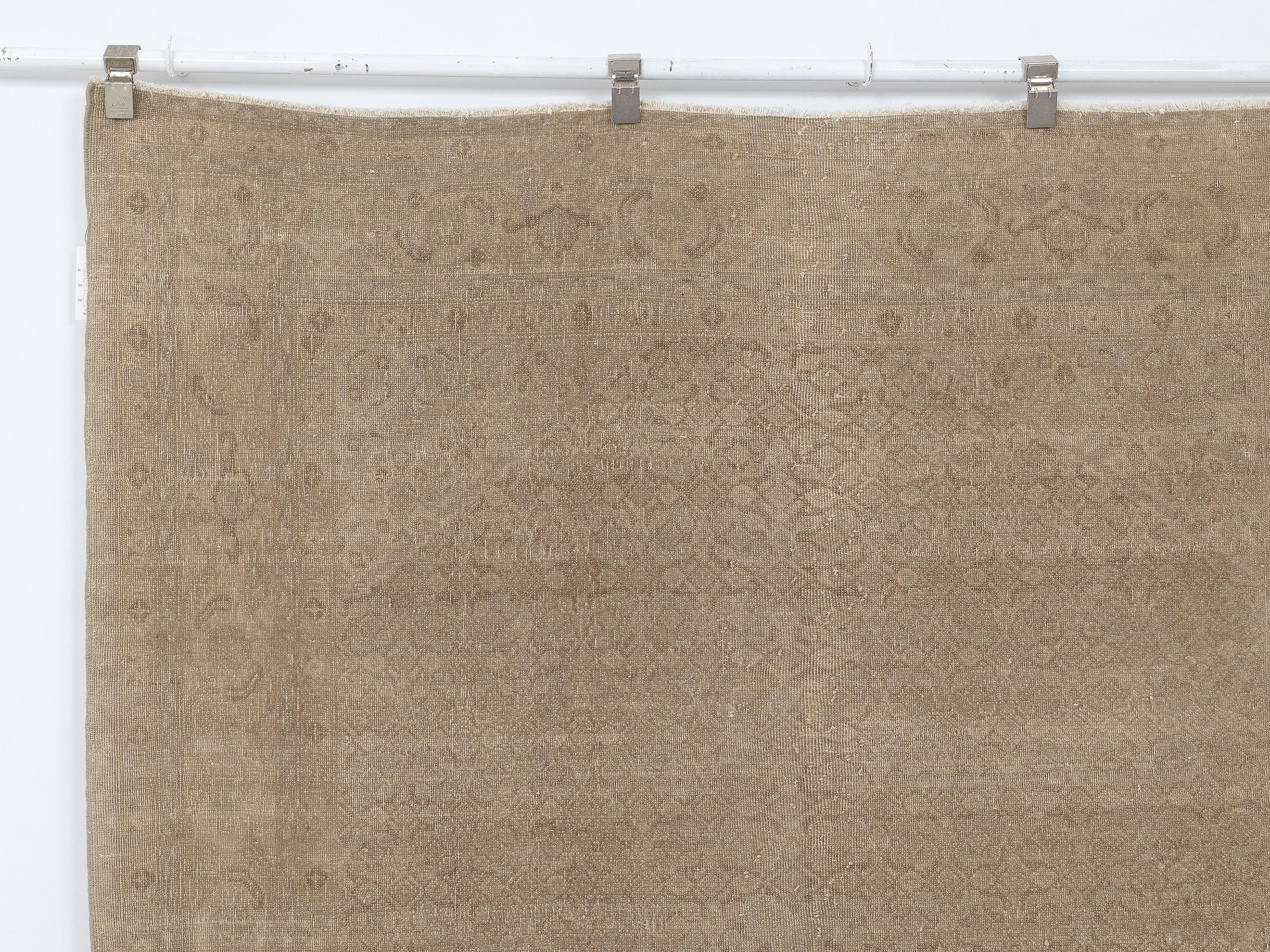 6x9 Turkish Vintage Rug: Light Brown Mid Century Modern,Handmade Wool Rugs.