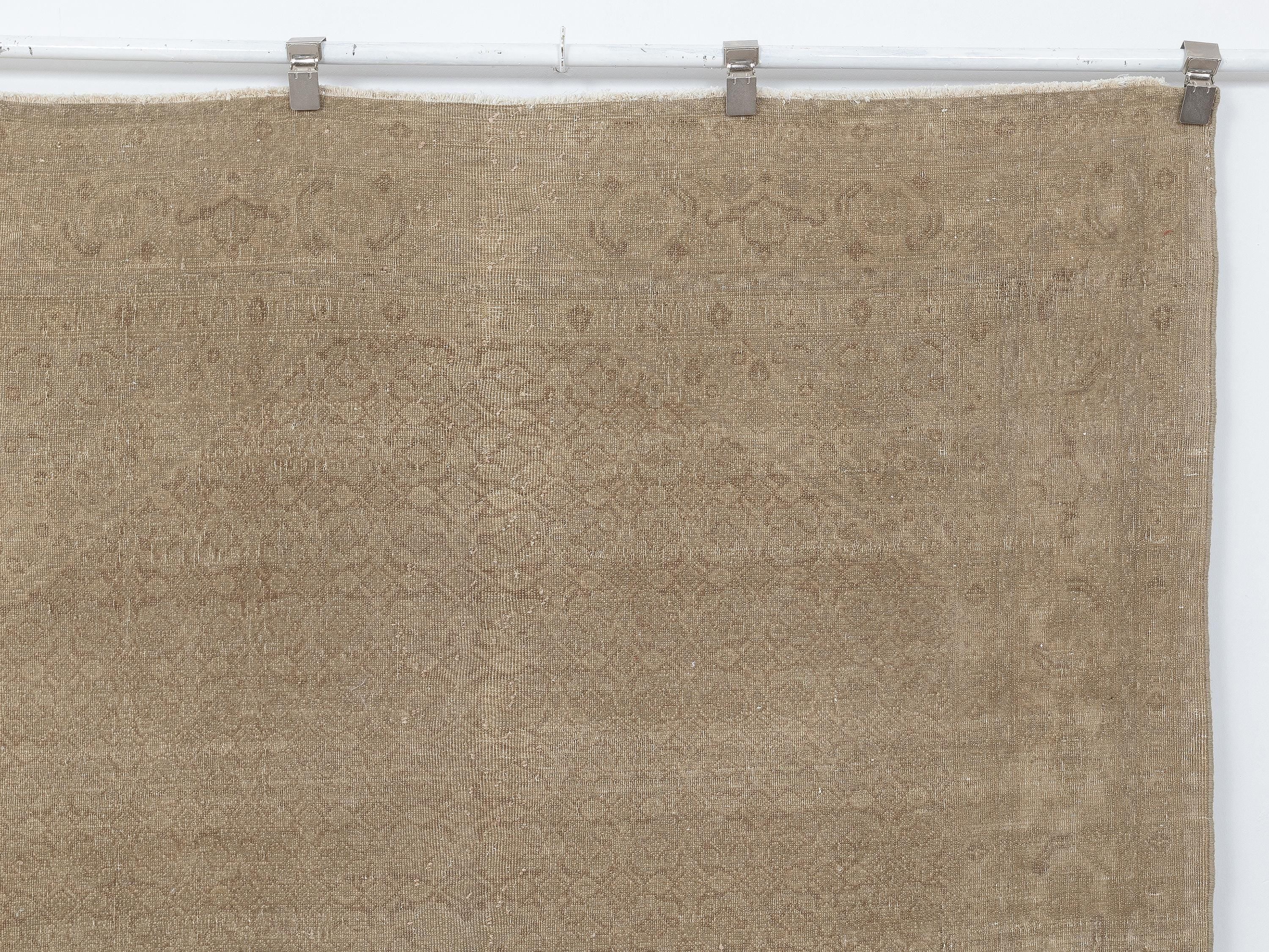 6x9 Turkish Vintage Rug: Light Brown Mid Century Modern,Handmade Wool Rugs.