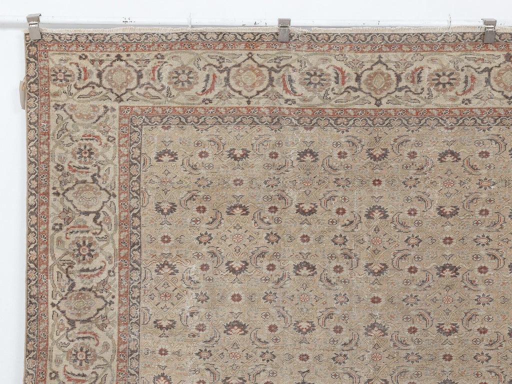 Turkish Vintage Wool Rug: 7.2x10.5 Feet, Antique Area Carpet,Handmade Oushak Rugs.