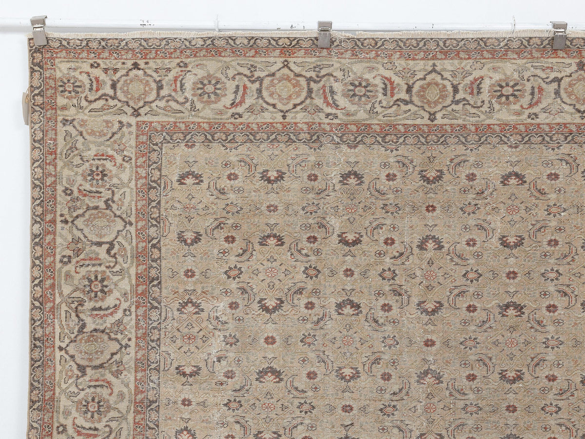 Turkish Vintage Wool Rug: 7.2x10.5 Feet, Antique Area Carpet,Handmade Oushak Rugs.