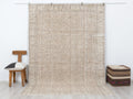 Vintage Turkish Oushak Wool Rug: 6.7x9.7 Feet,Neutral Handmade Carpet,Mid Century Modern.
