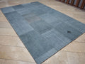 Overdye Light Blue- Turkish Patchwork Hemp Kilim Rug: 6.5x10 Feet.