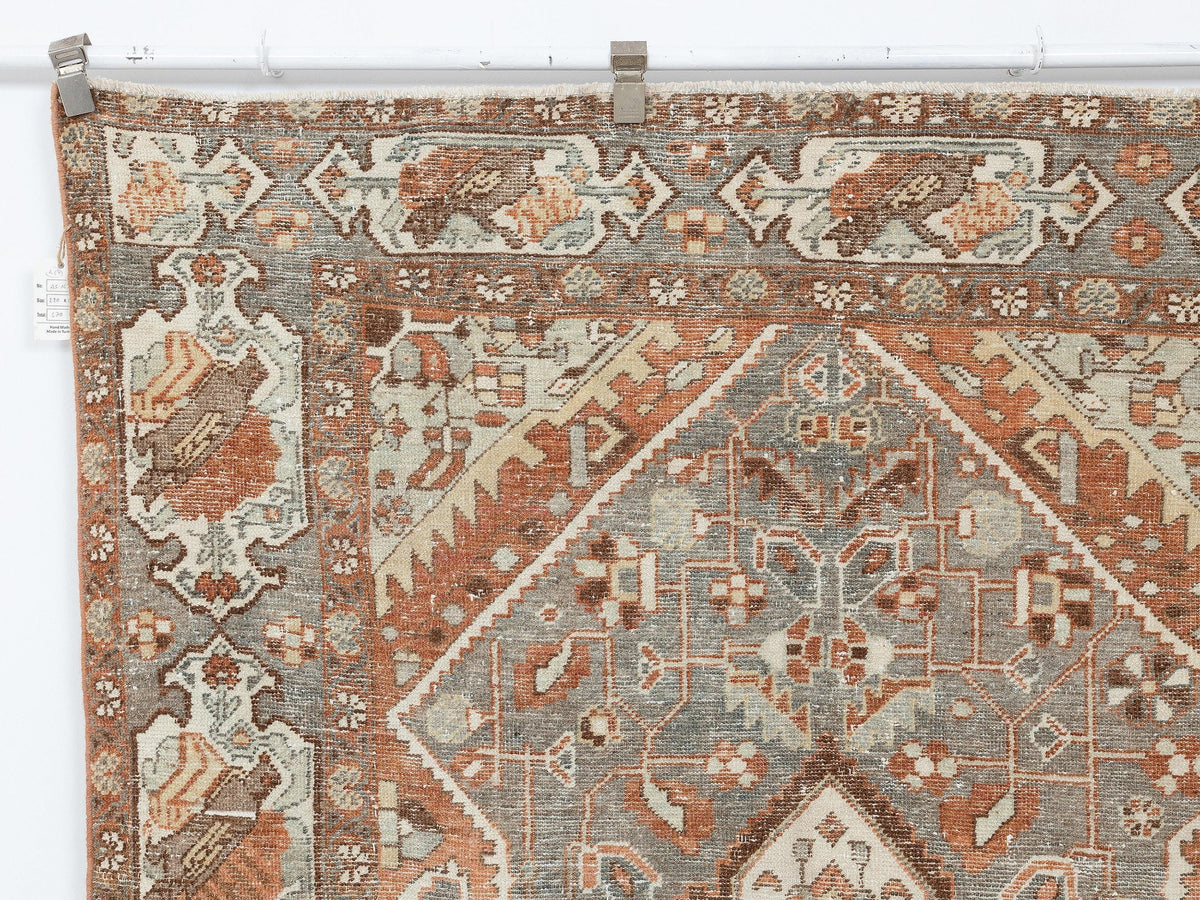 Antique Turkish Wool Rug, 5,3x9,5 Feet,Low Pile Handmade Area Rugs.
