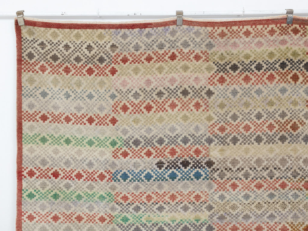 Checked Design Wool Turkish Kilim Rug, 7,5x9,6 Feet,Seasonal Home Living Decor Rugs.