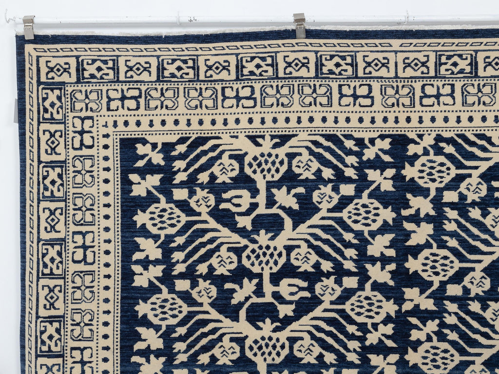 9x12 Oversize Blue And White Turkish Wool Rug,Home Living Accent.