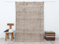Low Pile Vintage Turkish Carpet Rug,5.4x8.7 Feet,Handmade Wool Oushak Rugs.