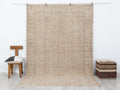 Floral Design Handmade Wool Rug: 6.6x9.7 Feet,Neutral Turkish Vintage Oushak Carpet.