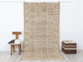 Neutral Handmade Wool Rug: 5.1x9.5 Feet,Vintage Turkish Oushak Carpet Rugs.