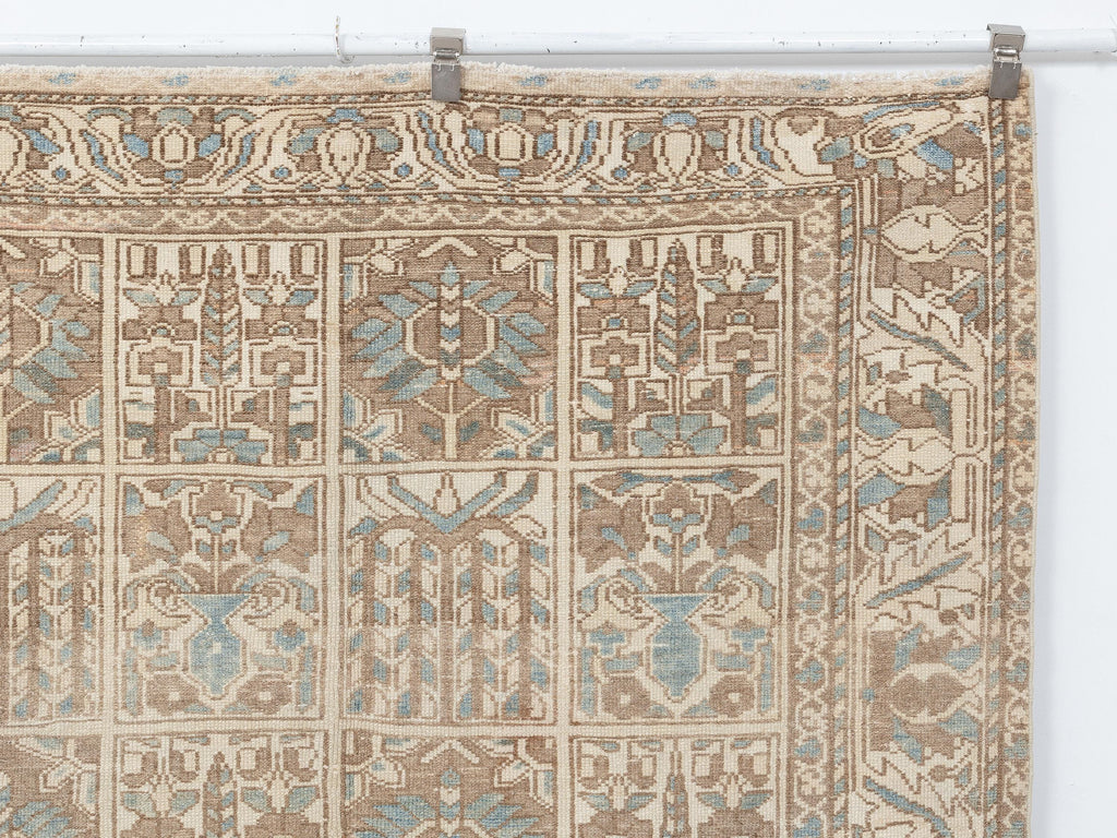 Neutral Handmade Wool Rug: 5.1x9.5 Feet,Vintage Turkish Oushak Carpet Rugs.