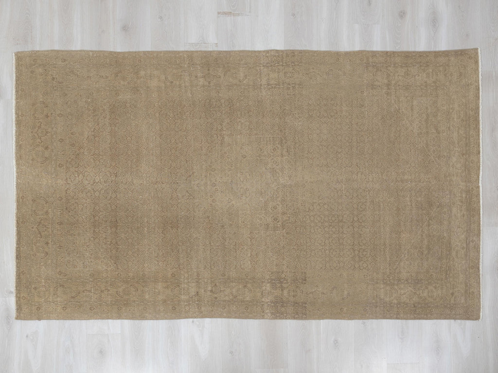 6x9 Turkish Vintage Rug: Light Brown Mid Century Modern,Handmade Wool Rugs.