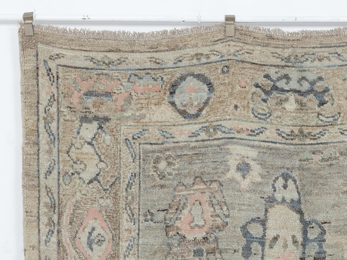 Handwoven Wool Rug: 6.6x10.3 Feet,Geometric Design Turkish Oushak Rugs.