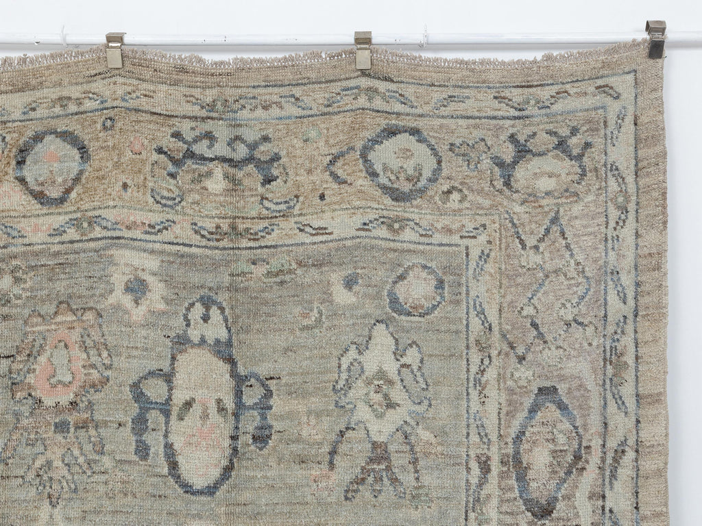 Handwoven Wool Rug: 6.6x10.3 Feet,Geometric Design Turkish Oushak Rugs.