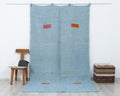 Overdye Blue Turkish Hemp Kilim Rug,5.6x9,6 Feet.