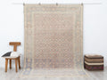 Floral Pattern Vintage Turkish Wool Carpet Rug: 6.5x9.4 Feet,Blue,Muted Red Oushak Rugs.