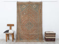 Antique Handmade Wool Carpet Rug: 5x8 Kurdish Area Rugs,Wall Hanging Decor.