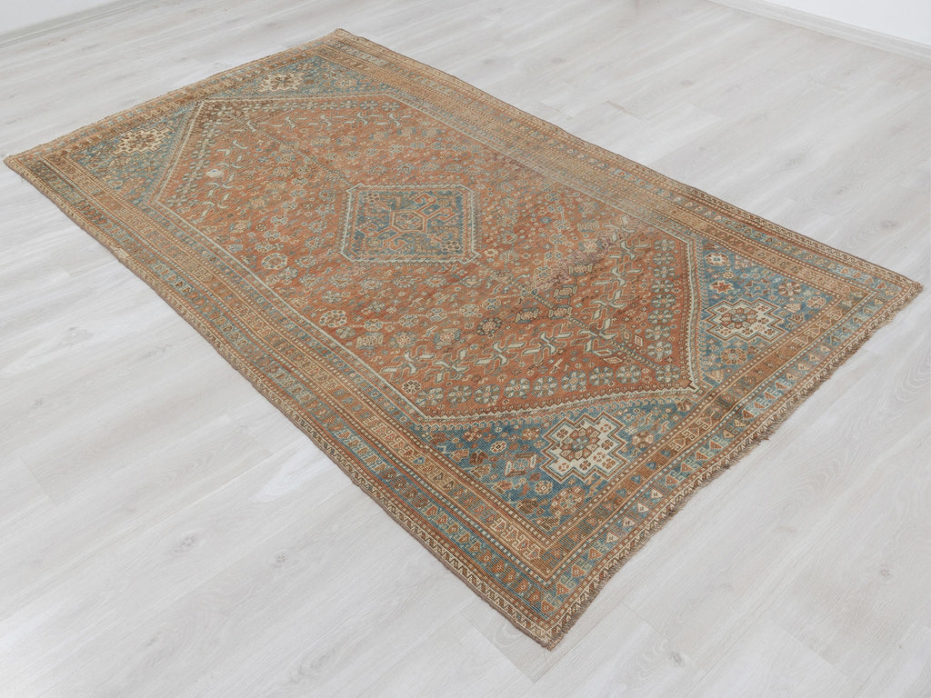 Antique Handmade Wool Carpet Rug: 5x8 Kurdish Area Rugs,Wall Hanging Decor.