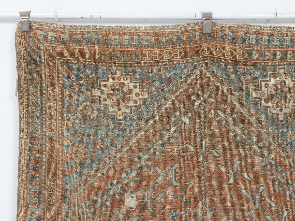 Antique Handmade Wool Carpet Rug: 5x8 Kurdish Area Rugs,Wall Hanging Decor.