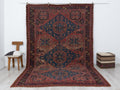 Antique Soumak Rug: 7.5x12 Ft, Oversize Turkish Wool Unique Decor Rugs.
