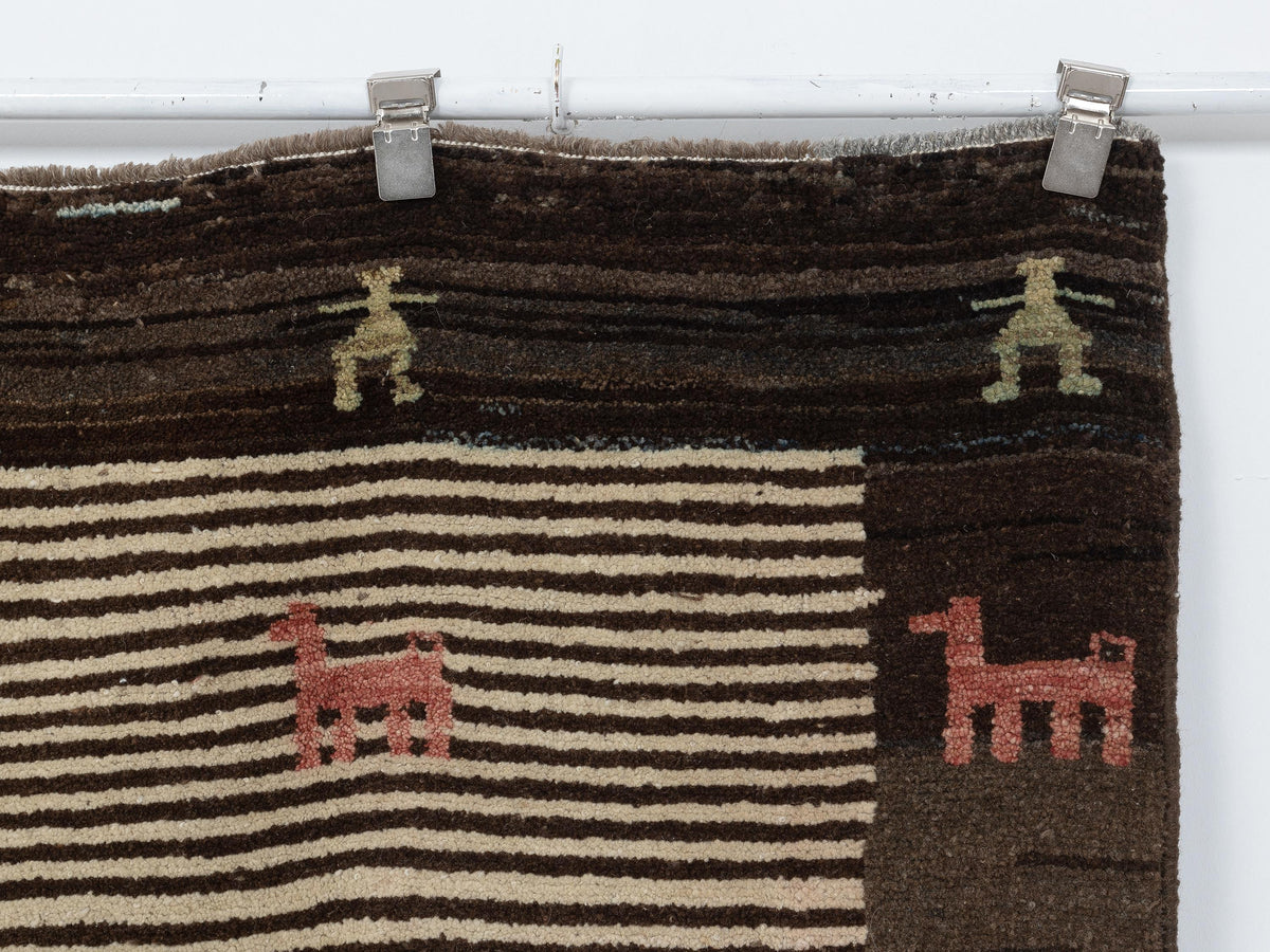 Vintage Turkish Wool Rug Runner: 3.1x9.4 Feet,Brown Beige Tribal Pattern Rugs,Hallways Decor.